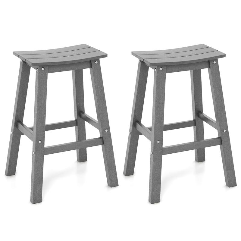 Gymax 29'' Patio Bar Stool Set of 2 w/ Curved Seat & Footrests for - Grey