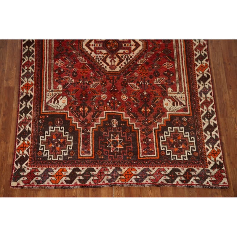 Qashqai Persian Vintage Area Rug Hand-Knotted Wool Carpet - 5'2"x 8'0"