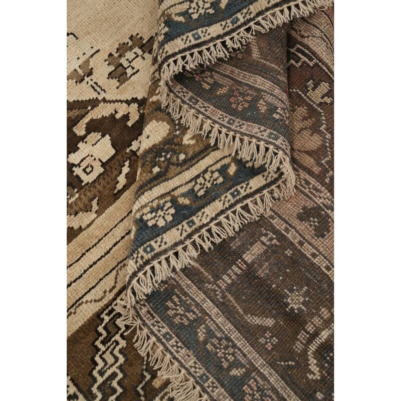 Hand Knotted Oriental 100% Wool Carpet Transitional Medallion Brown Oushak Area Rug - 10' 1'' X 6' 3''