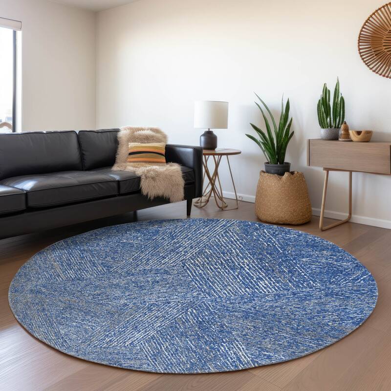 Premium Washable Super Soft Contemporary Diri Mayfield Rug - Navy - 8' x 8'