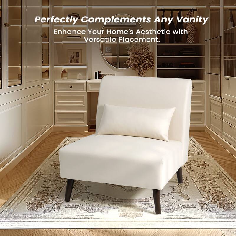 VredHom PU Leather Wood Living Room Accent Chair with Removable Pillow