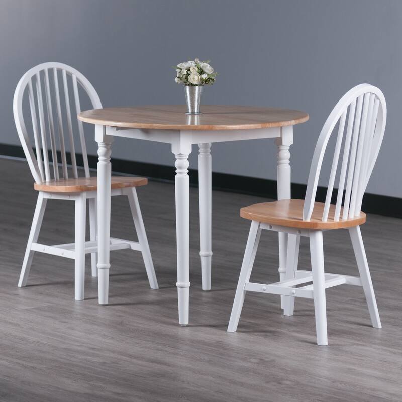 Sorella 3-Pc Drop Leaf Dining Table with Chairs, Natural and White
