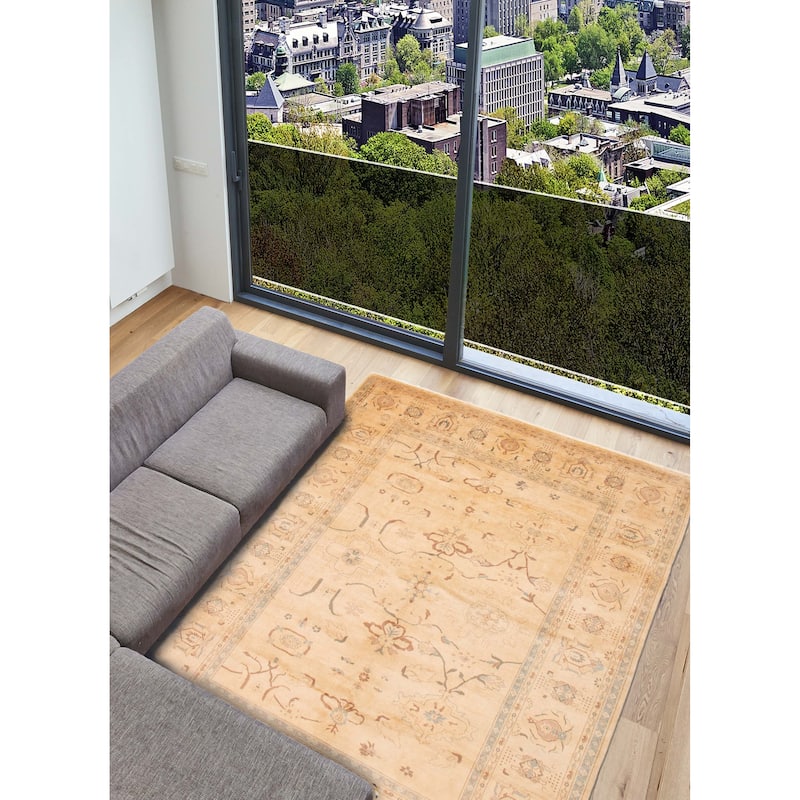 ECARPETGALLERY Hand-knotted Peshawar Oushak Beige Wool Rug - 9'0 x 11'6