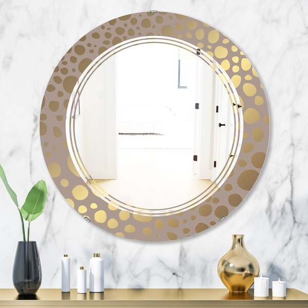 Designart 'Golden Marble Design III' Modern Round or Oval Wall Mirror ...