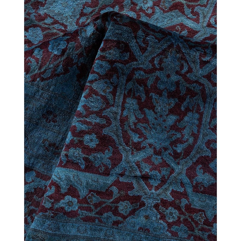 Overton Handknotted Wool Vintage Inspired Contemporary Overdyed Red Area Rug - 18' 3" x 12' 1"