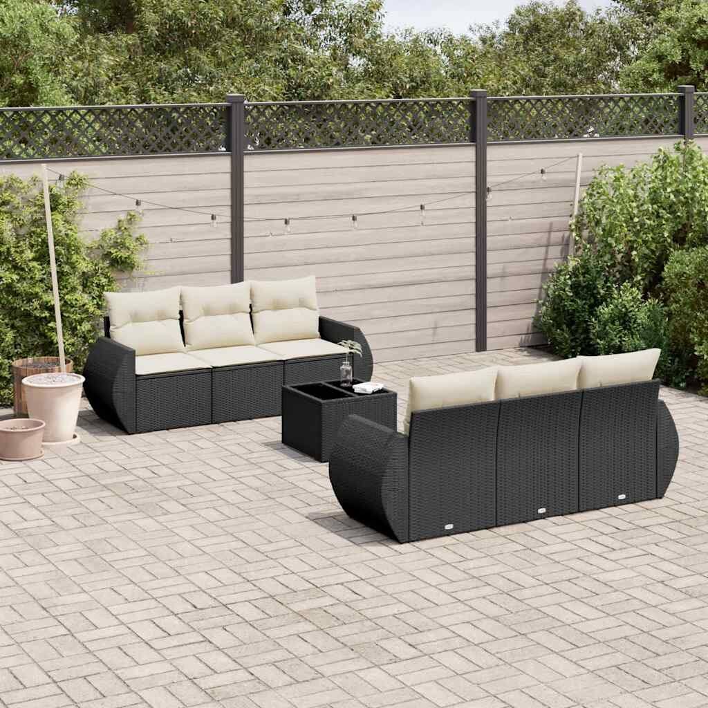 vidaXL Garden Sofa Set Black, Cream White - 21.7 x 21.7 x 14.6
