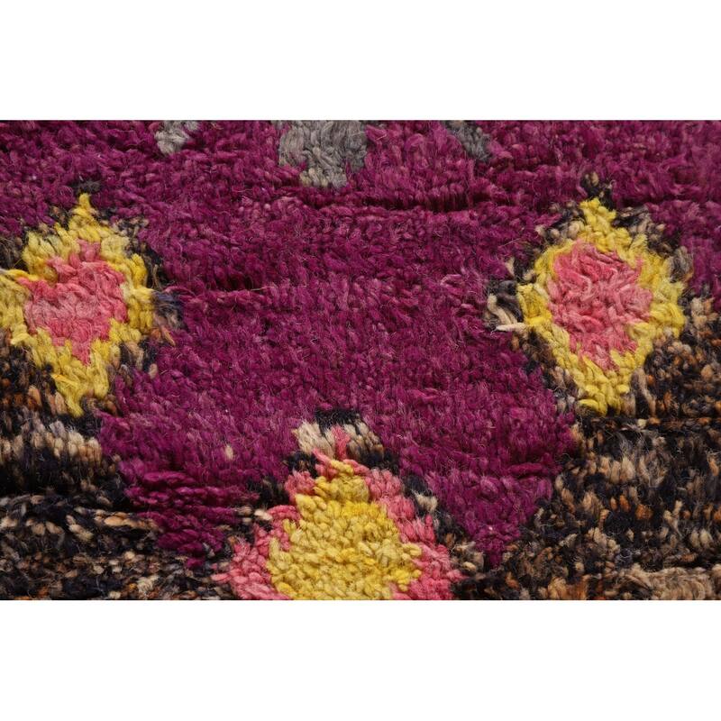 Tribal Plush Moroccan Area Rug Hand-Knotted Wool Carpet - 9'0" x 12'5"