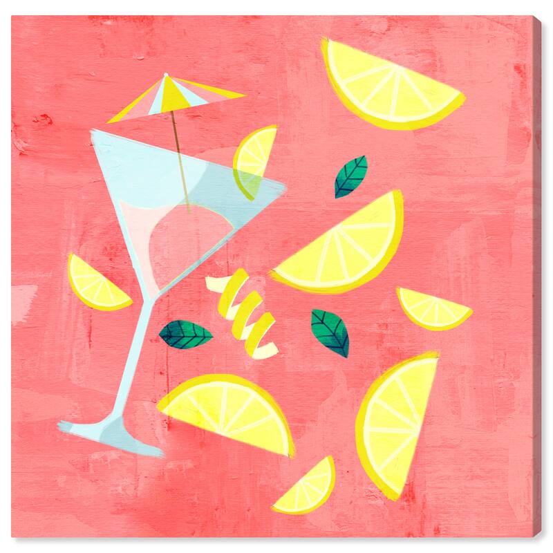 Wynwood Studio Canvas Drinks and Spirits Lemon Cocktail Orange and Coral Scandinavian Wall Art Canvas Print
