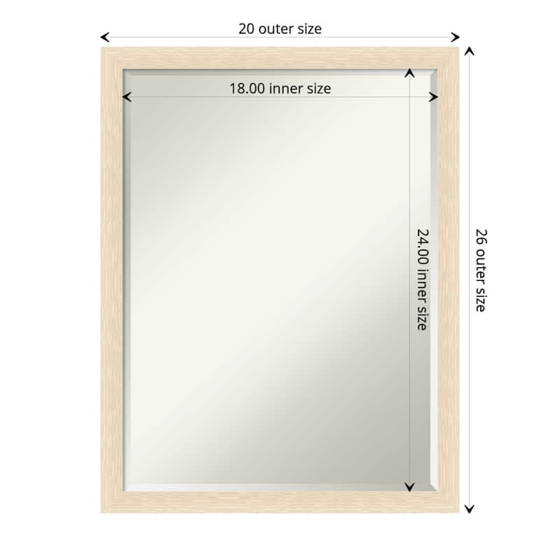 Woodgrain Stripe Half-Inch-Bevel Wood Framed Wall Mirror - Glass Size 18x24 - Woodgrain Stripe Blonde
