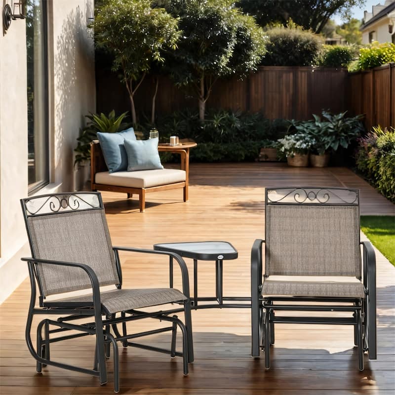 2-Seat Outdoor Glider Chairs with Coffee Table