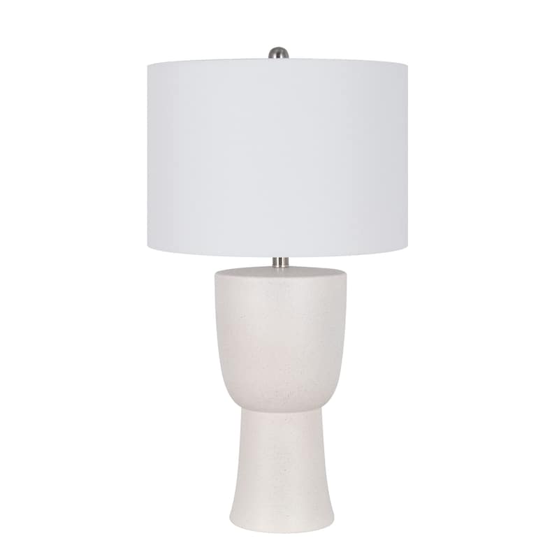 30" Resin Table Lamp with Linen Shade, Speckled Cream (Set of 2)