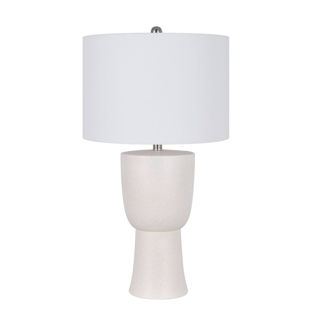 30" Resin Table Lamp with Linen Shade, Speckled Cream (Set of 2)