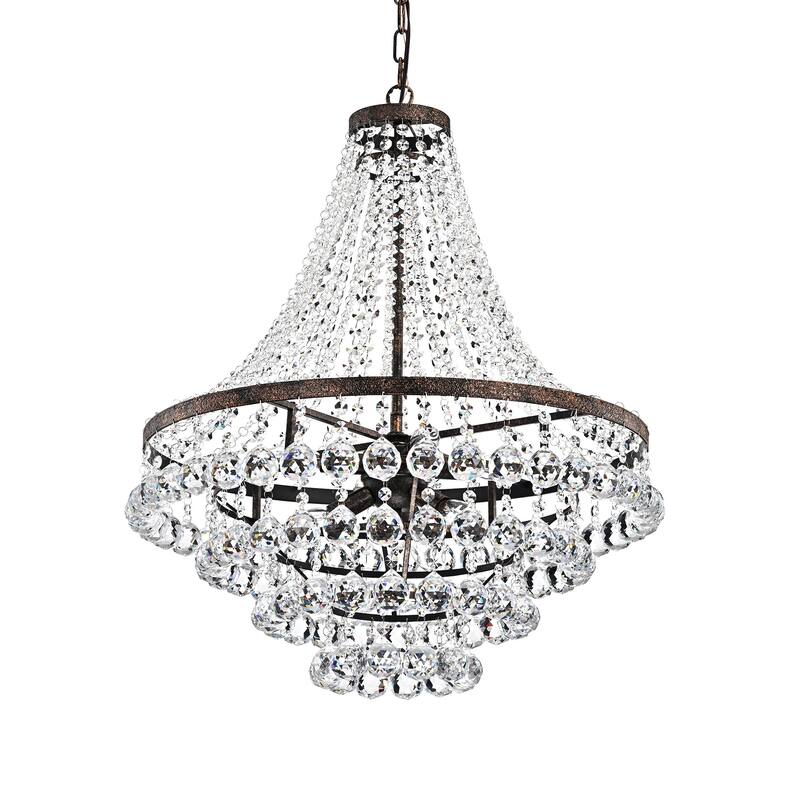 Antique Copper 7-Light Crystal Empire Four Tier Chandelier - Antique Copper
