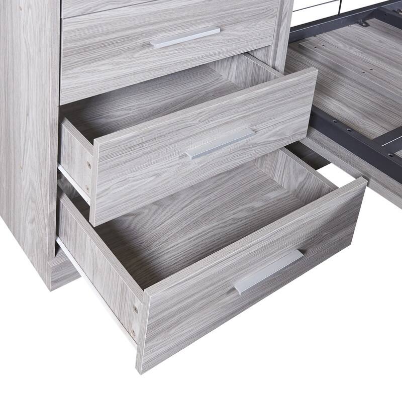 Clever Design Murphy Bed with Multiple Storage Shelves and Drawers,Twin/Full Size