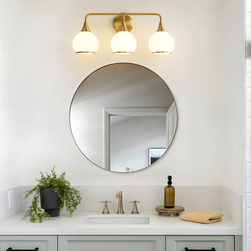 Modern Vanity Lights Dimmable Bathroom Light Fixtures with Glass Shade