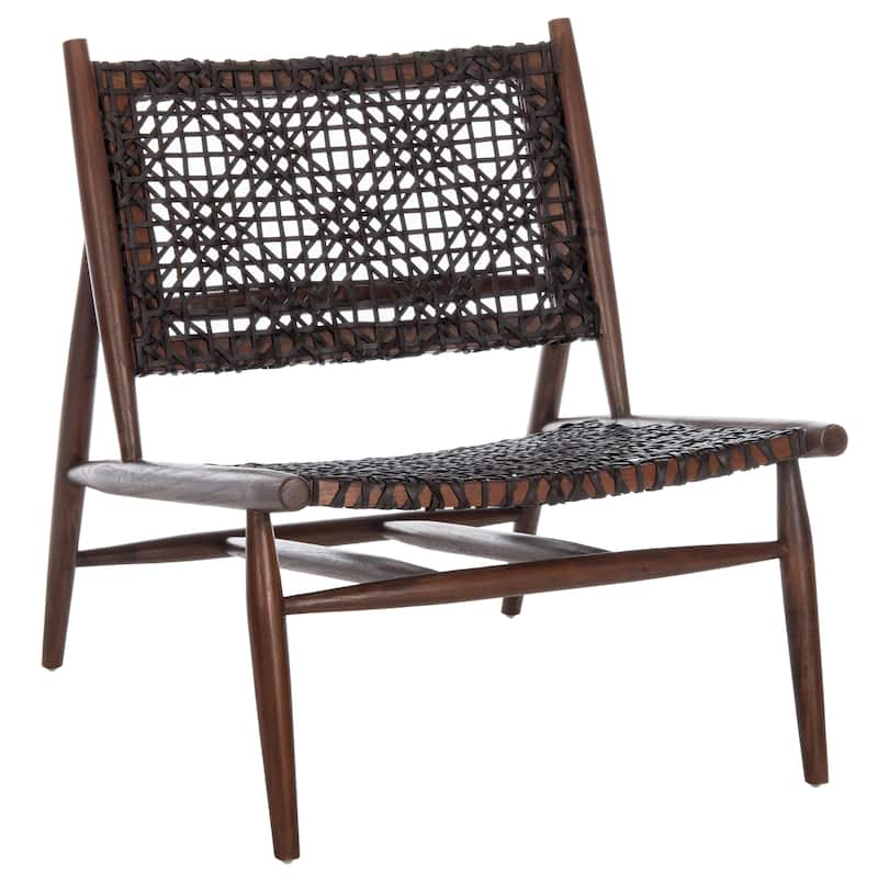 SAFAVIEH Bandelier Open Leather Weave Squared Accent Chair. - 26" W x 32" D x 31" H