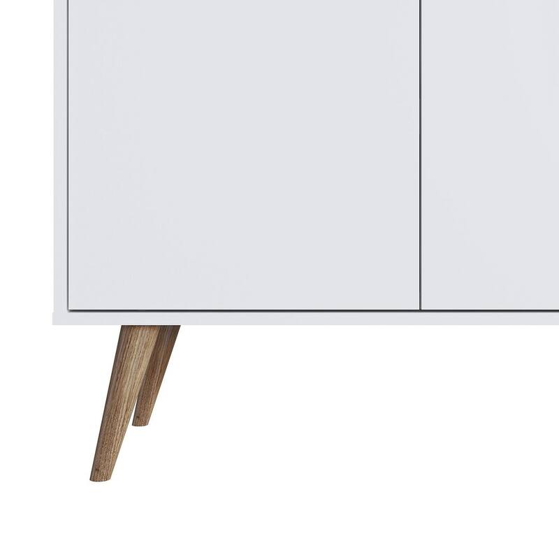 Manhattan Comfort Amber Accent Cabinet with Faux Leather Handles in Blue and Nature