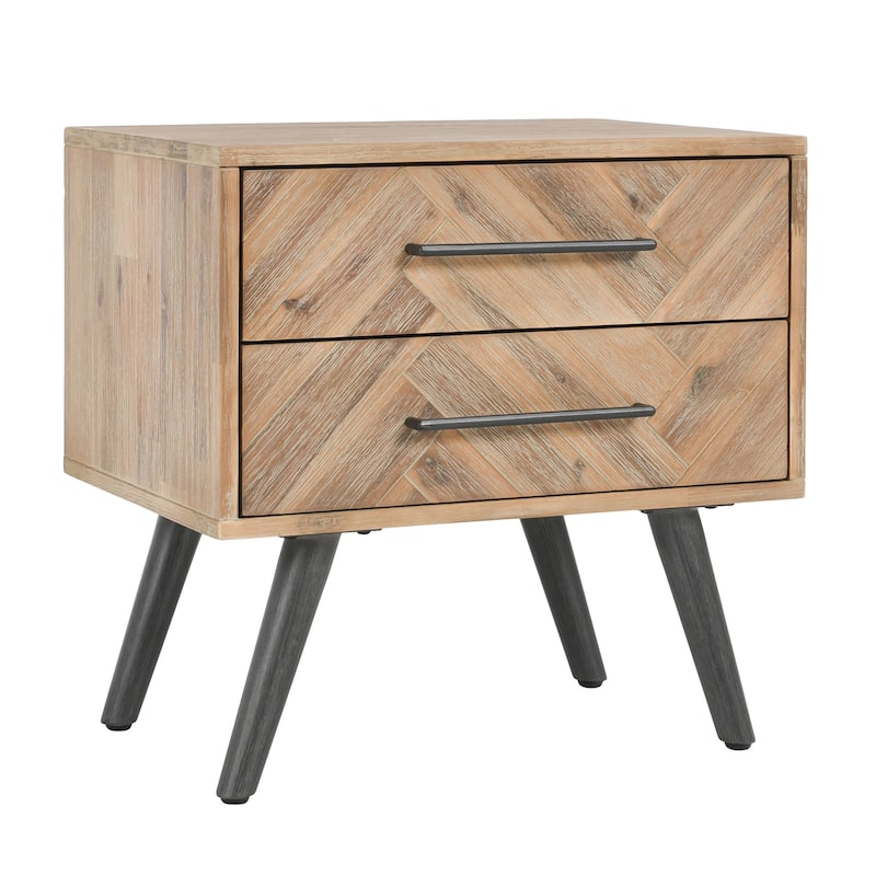 Clyde Mid-Century Solid Wood 2 Drawer Nightstand by Kosas Home