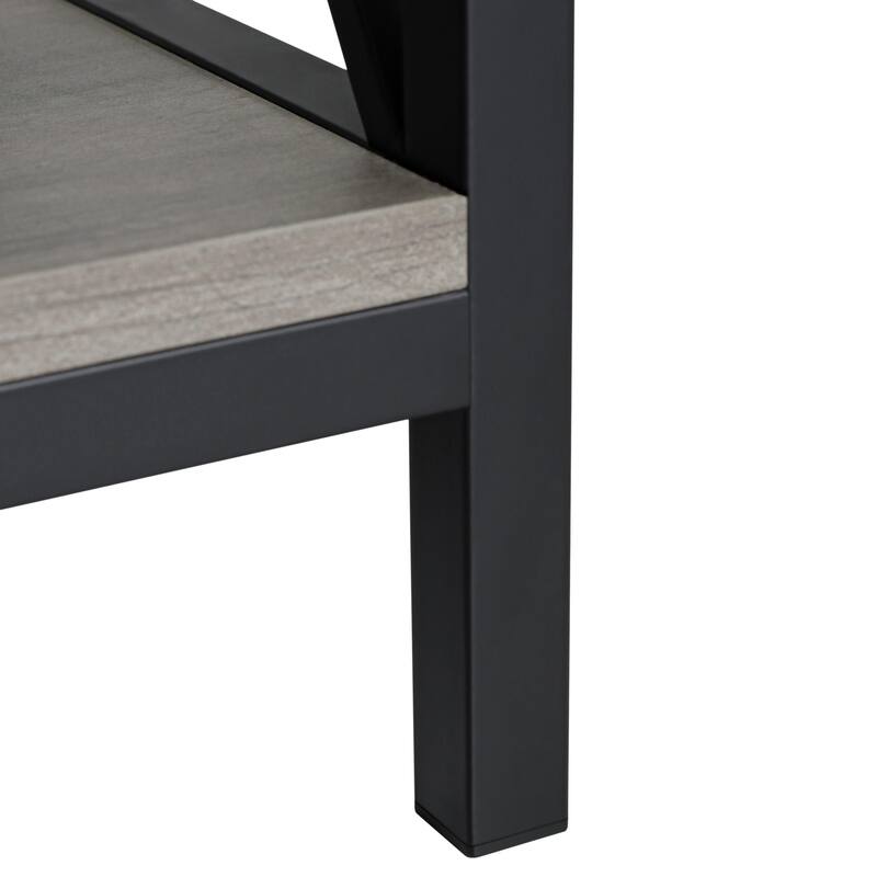Industrial 57.8-Inch Wide Wood TV Stand Media Console