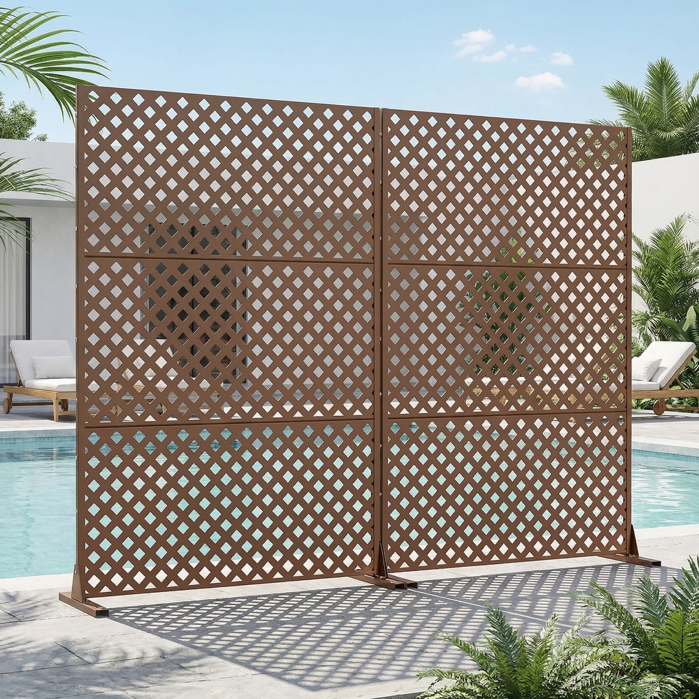 Outdoor Rectangle Privacy Screens Metal Screen Fence Panel Set of 2