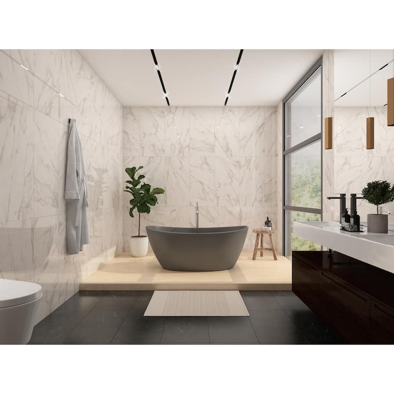 Manhattan 59" Solid Surface Freestanding Soaking Bathtub