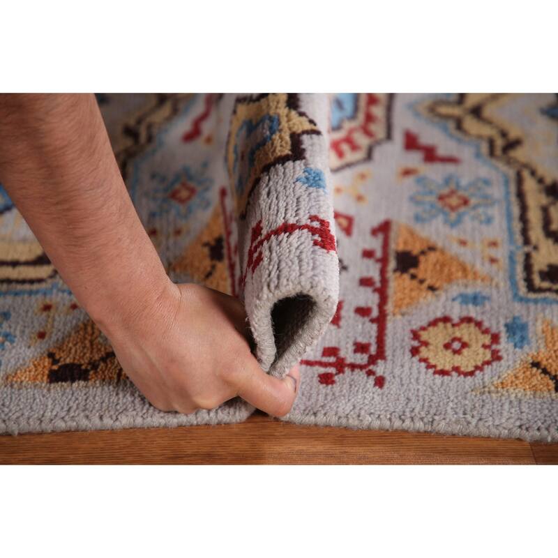 Geometric Kazak Indian Runner Rug Handmade Wool Carpet - 2'6"x 7'11"