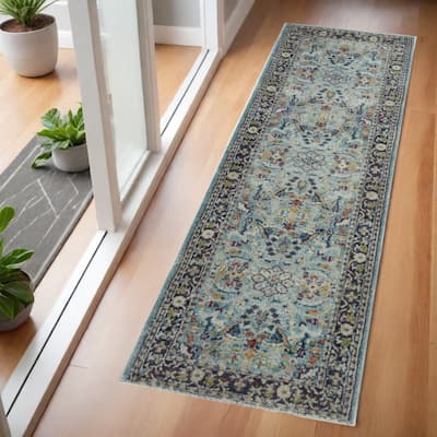 Donit Power Loomed Distressed Abstract Floral Traditional Non Skid Area Rug By HomeRoots - 72' X '24' X '0.5