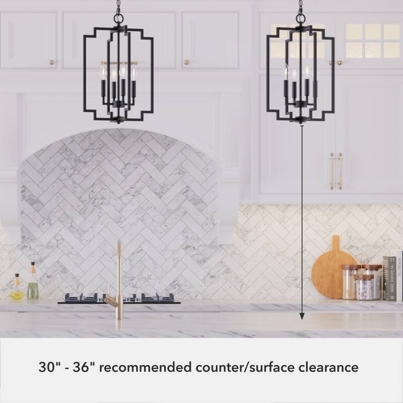 Hunter Zoanne 4-Light Modern Pendant Hanging Light - Island, Entry, Dining - Geometric, Contemporary, Candle, Transitional