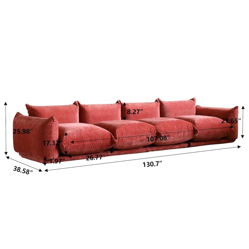 4-Seats Modular Sectional Sofa Chenille Fabric Sofa
