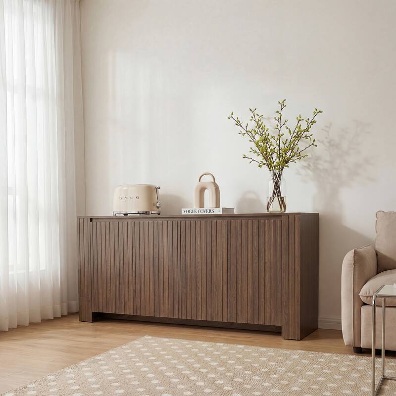 Mid-Century Modern Large 4-Door Cabinet Storage Sideboard