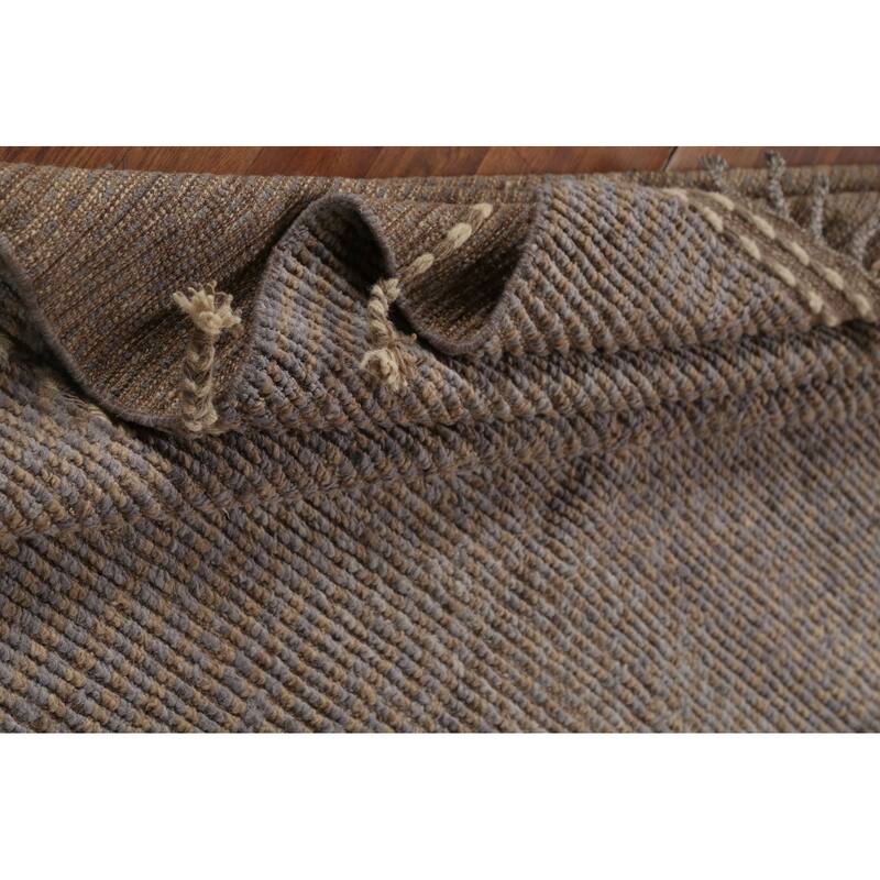 All-Over Striped Moroccan Modern Area Rug Handmade Wool Carpet - 6'8"x 11'3"