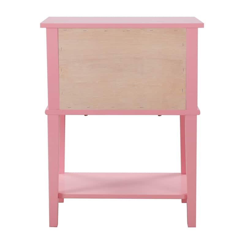 Pink Nightstand 28x22x16 Vibrant Bedside Table with Open Shelf Storage, Sleek Modern Style for Bedroom or Guest Room