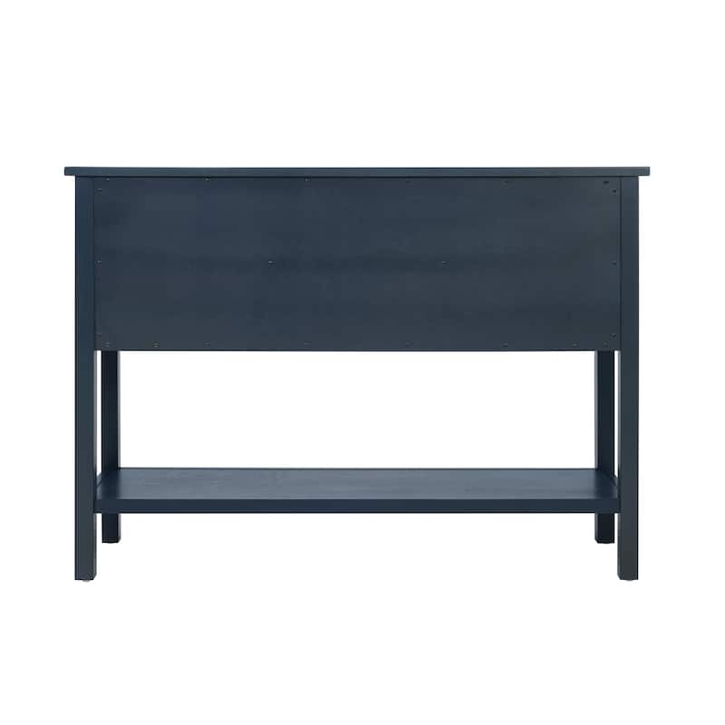 Solid Wood Sideboard Console Table with Drawers Cabinets and Bottom Shelf