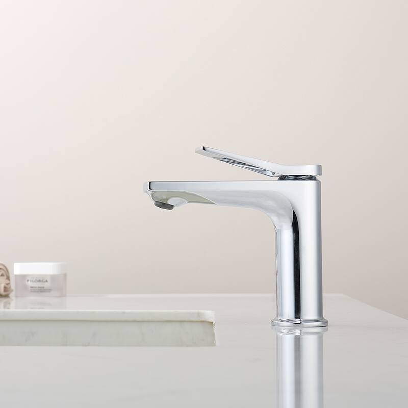 Chrome Single Handle Bathroom Faucet for 1 Hole Vanity Sink - 7.08" x 1.77" x 7.24"