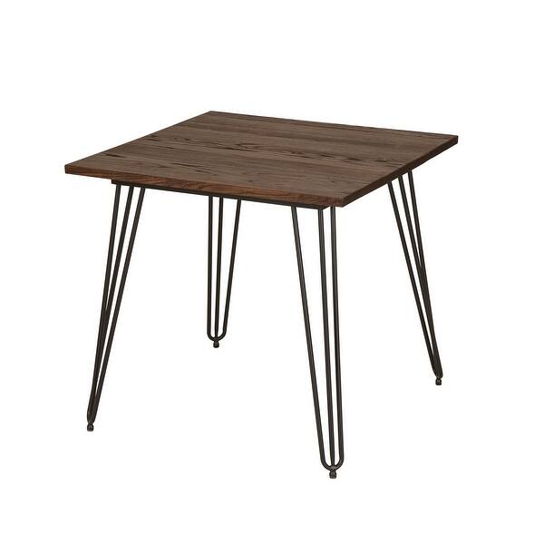 Shop Glitzhome Farmhouse Steel Dining Table With Elm Wood Top On