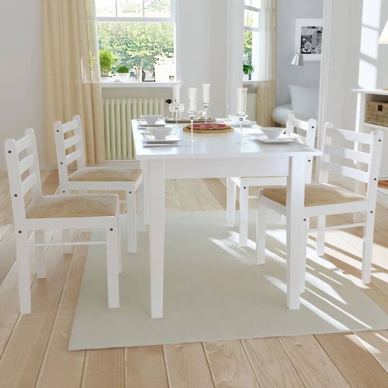 2/4/6 pcs Wooden Dining Chairs Square 2 Colours Selectable - 17.3" x 17.7" x 31.9" - Set of 4 - White