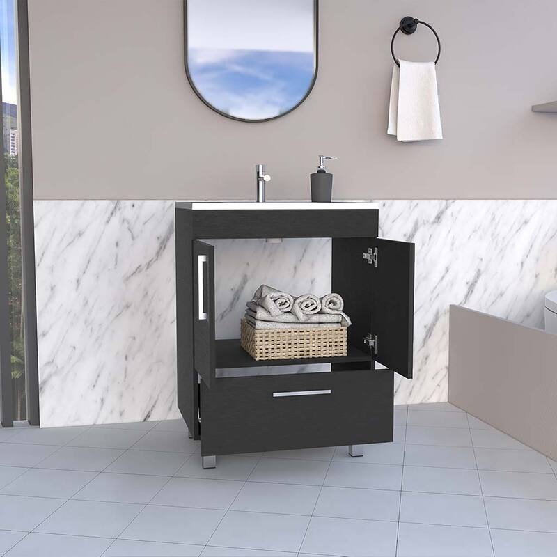 24-Inch Bathroom Vanity with Superior Top, Storage Cabinet, and Single Drawer for Compact Spaces - 23.6in L