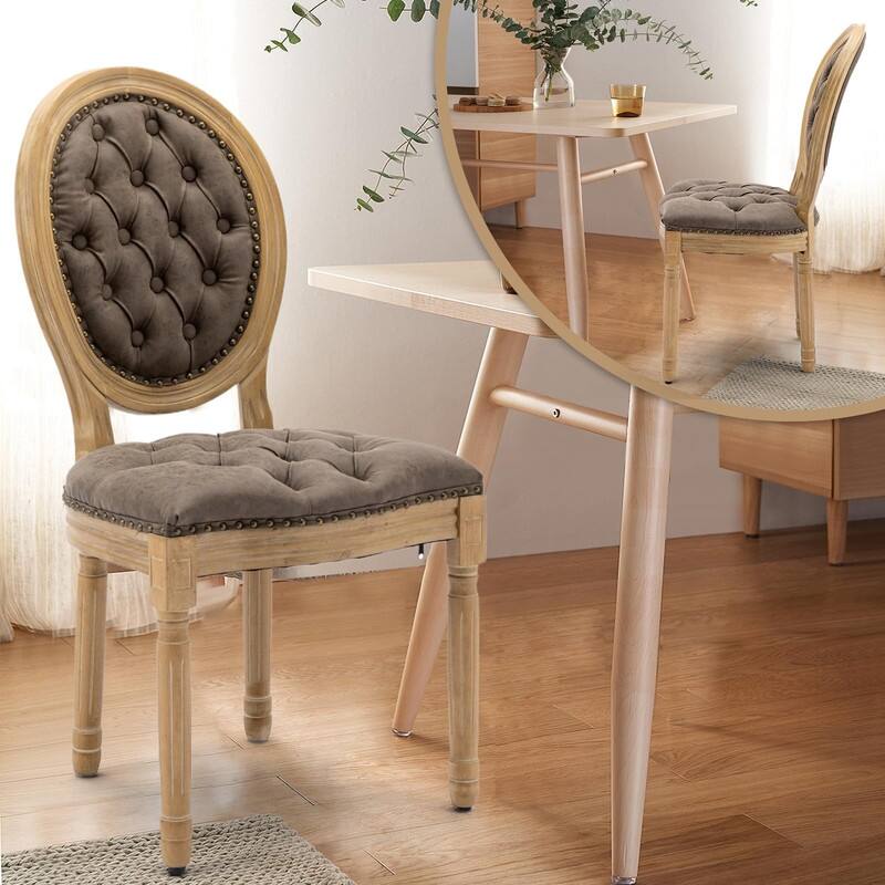 Upholstered French Style Nailhead Dining Chairs(Set of 4)