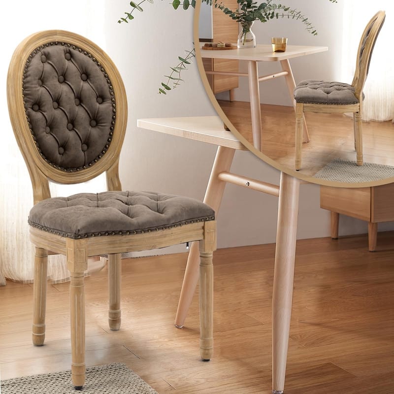 Upholstered French Style Nailhead Dining Chairs(Set of 6)