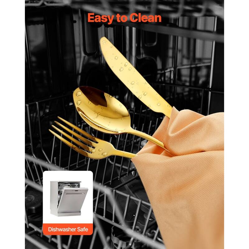 Stainless Steel Dishwasher Safe Silverware Flatware Utensil Set for Home Kitchen and Events