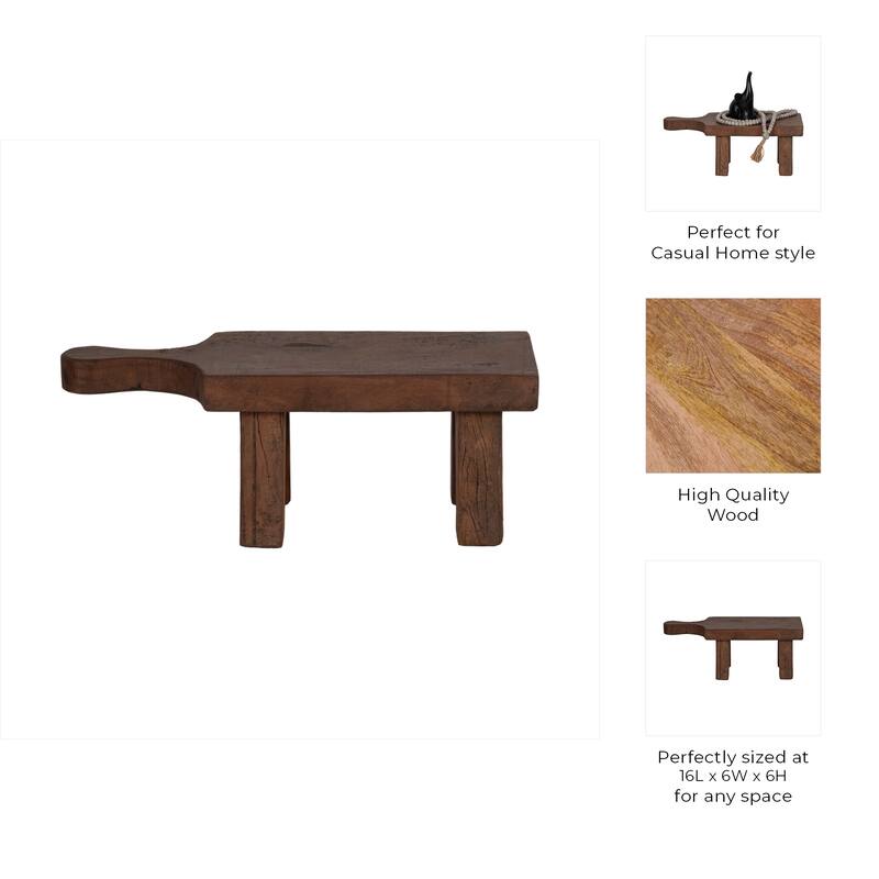 Reclaim Wood Riser Tray With Handle - Brown, 16" - 16.0"