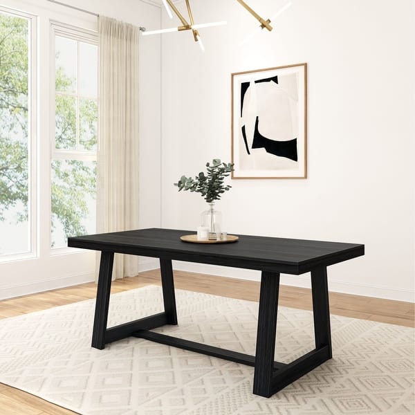 slide 2 of 9, Plank and Beam Classic Solid Wood Dining Table - 72" Black Wirebrush