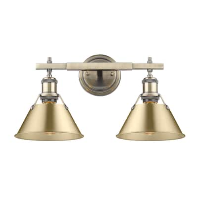 Orwell 2-Light Vanity Light in Aged Brass with Brushed Champagne Bronze - Gold