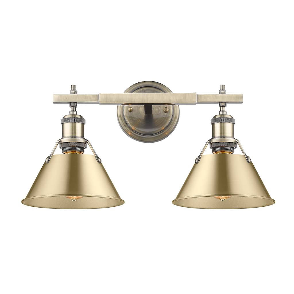Orwell 2-Light Vanity Light in Aged Brass with Brushed Champagne Bronze - Gold