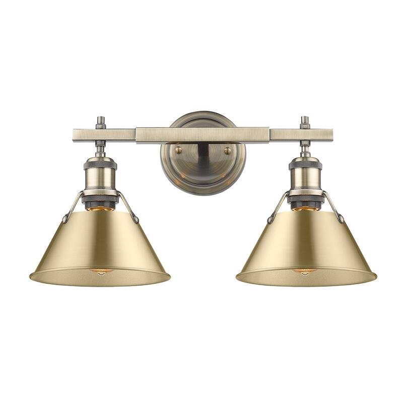 Yep by Golden Lighting Orwell 2-light Vanity in Aged Brass and Brushed Champagne Brass shade - Gold