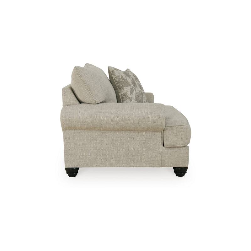Asen 51 Inch Wide Oversized Chair, 1 Pillow, Rolled Arms, Beige Polyester