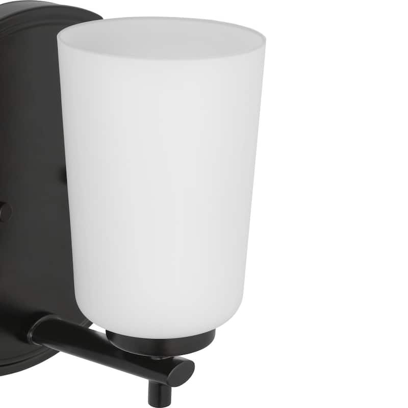 Adley Collection One-Light Matte Black Etched Opal Glass New Traditional Bath Vanity Light - 4.5 in x 6 in x 7.75 in