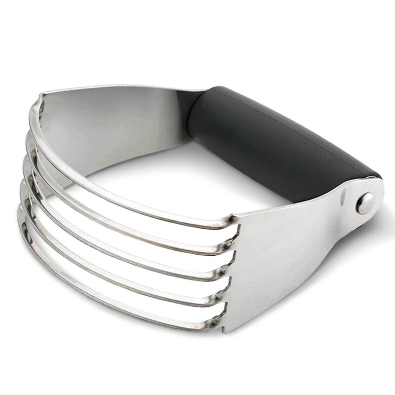 Cheer Collection Stainless Steel Dough Blender with 5 Blades and Non Slip Handle Black