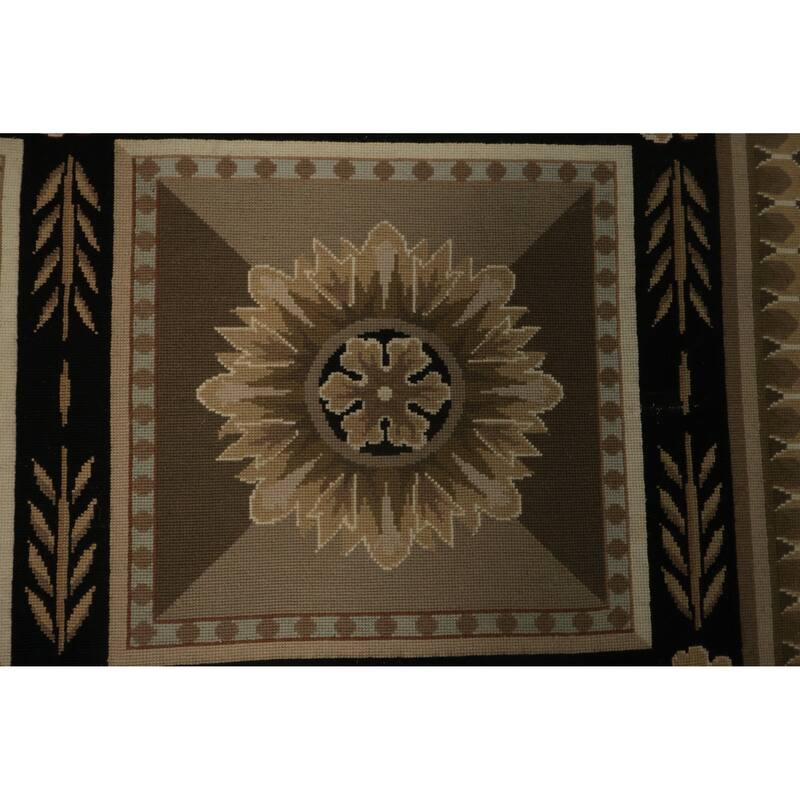 Hand Knotted Oriental 100% Wool Carpet Traditional Floral Brown Tapestries Area Rug - 9' 7'' X 7' 11''