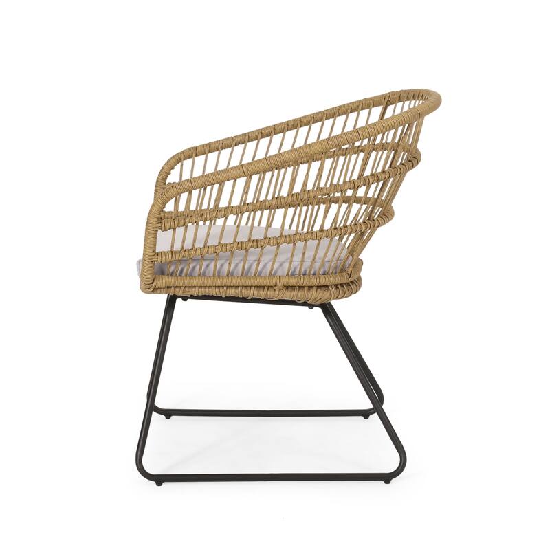 Lemere Outdoor Wicker Dining Chair with Cushion (Set of 2) by Christopher Knight Home